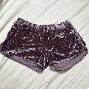 Purple velvet shorts